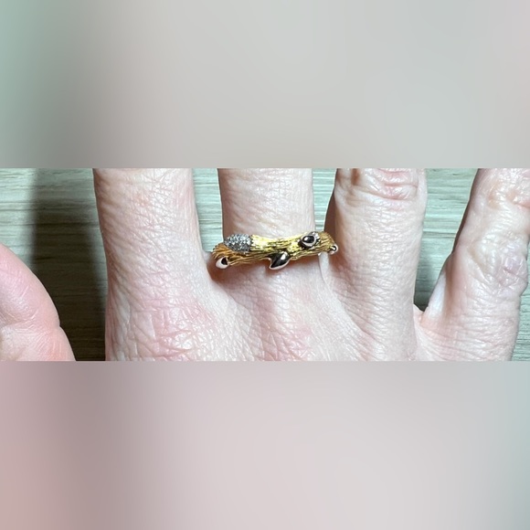 Stephen Dweck Diamonds Sterling Silver/Gold Vermeil Fortuna Twig Ring, Size 8 - Picture 8 of 11